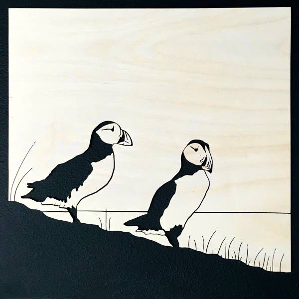 - a , woodcut Sculpture by Rob Braybrooks, measuring 25 x 25 cm (H x W) £280